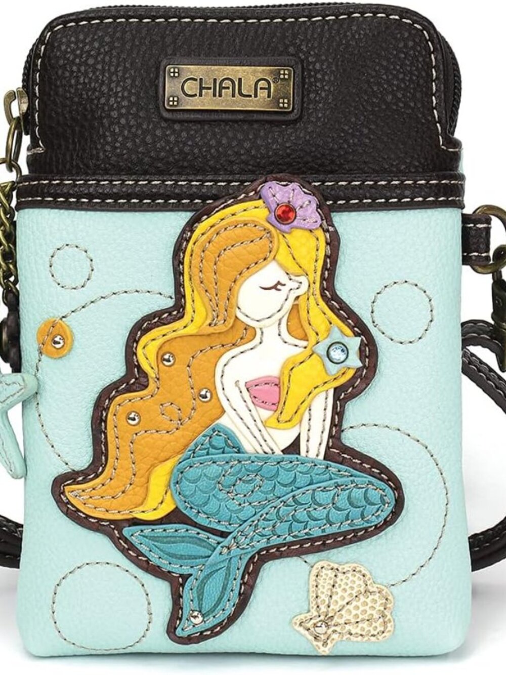 Ocean Collection Cell Phone Crossbody Purse-Women PU Leather/Canvas Multicolor H